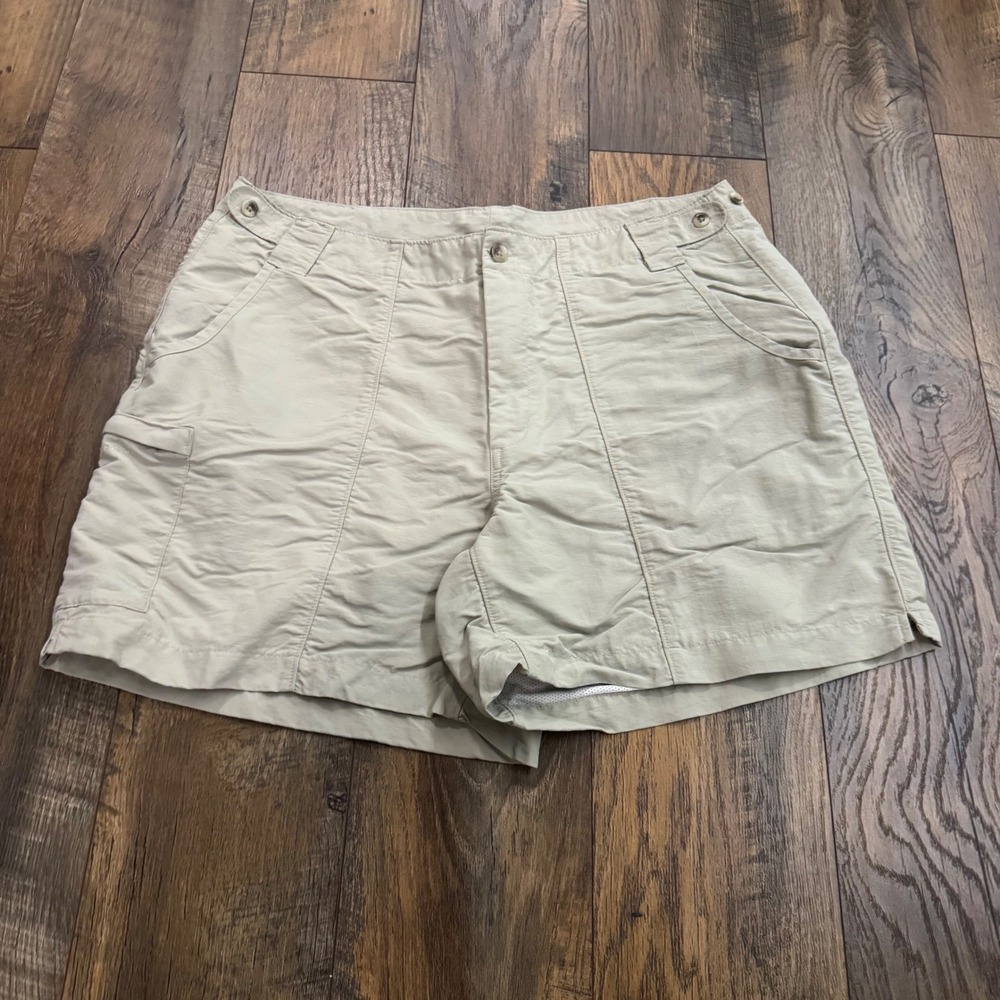 Columbia Sportswear Womens L Khaki Nylon Hiking Cargo Shorts Outdoor Gorpcore